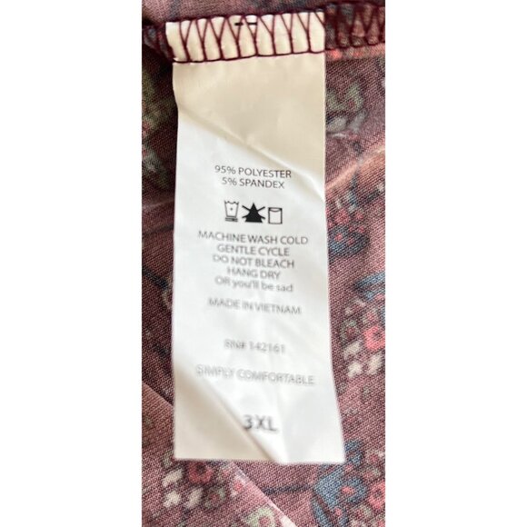 LuLaRoe Madison Burgundy Floral Print Pleated Midi Skirt 3XL - Picture 6 of 11